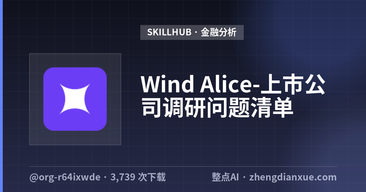 Wind Alice-上市公司调研问题清单